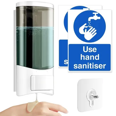 Image de Distributeur de savon mural de 500 ml avec indication pour le désinfectant pour les mains