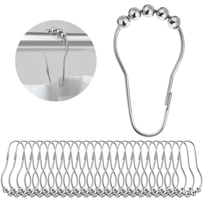 Productafbeelding van 24 Stuks Duschvorhanghaken met Kugelgleitsysteem, Zilver