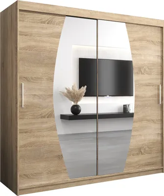 Produktbild von Kleiderschrank, Schiebetürenschrank Schlafzimmer, Schrank mit Spiegel ELYPSE 200 cm