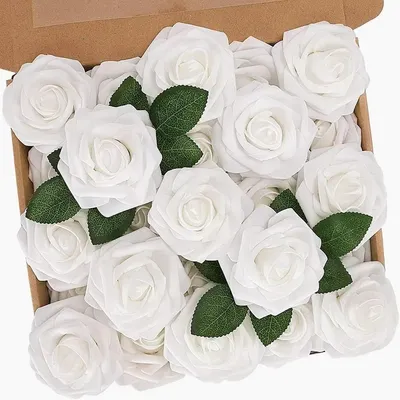 Produktbild von Künstliche Rosen - 25 Stück - Dekorative Kunstblumen - Weiß