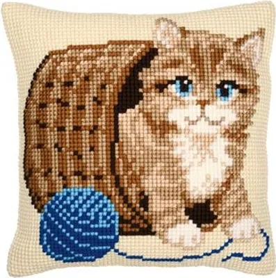 Produktbild von Vervaco KK417 Kreuzstichkissen Motiv Katze