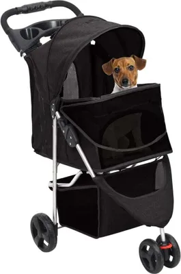 Image de vidaXL Chariot pour chiens Pliable Noir 80x46x98 cm Tissu Oxford