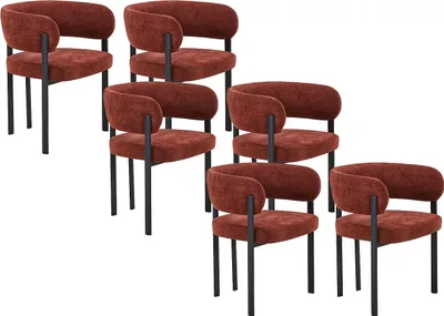 Produktbild von 6er-Set Stühle aus Stoff und schwarzem Metall - Terracotta - CIBARO