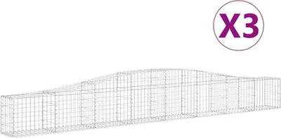 Produktbild von vidaXL Gabionen mit Hochbogen 3 Stk. 400x30x40/60 cm Verzinktes Eisen
