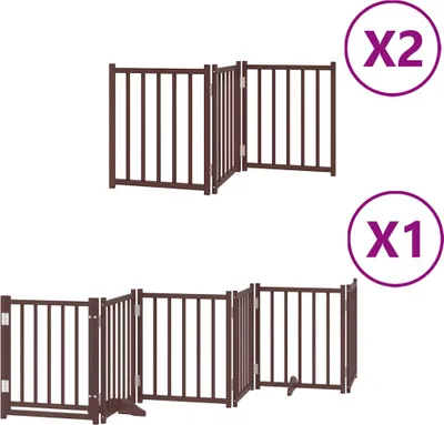 Image de vidaXL Porte pour chien 12 pièces avec porte Pliable Marron 600 cm Bois de peuplier