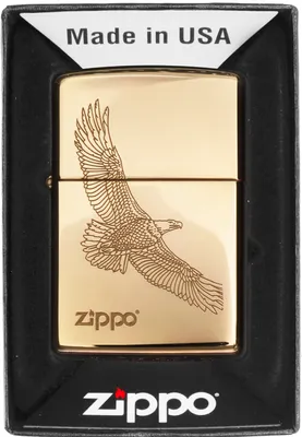 Zdjęcie produktu dla Zapalniczka Zippo Eagle Brass High Polish Brass z grawerem or?a, polerowany mosi?dz z?oty