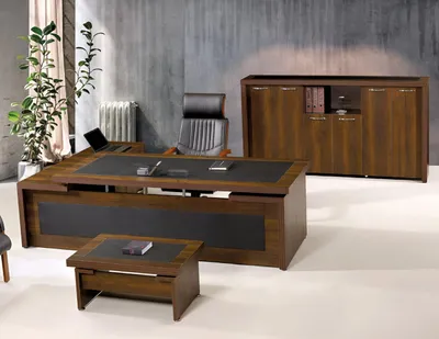Produktbild von Eckbürotisch Komplette Büro Bürotisch Set 3tlg Holz Braun Büromöbel