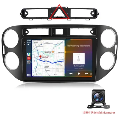 Produktbild von 9.5" 2K QLED Autoradio für VW Tiguan 5N 2007-2016 kabelloses CarPlay Android Auto inkl. 1080P Rückfahrkamera GPS Navi 4G WIFI 6+128GB