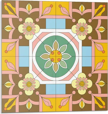 Immagine prodotto di Sfondo floreale - Piastrelle autoadesive - Piastrelle in PVC - Piastrelle in vinile - Piastrelle autoadesive 3D - Piastrelle adesive - Piastrelle per cucina e bagno - 4 pezzi 50 x 50 cm