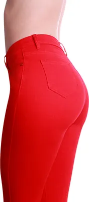 Produktbild von topschuhe24 2137 Damen Skinny Jeans High Waist Destroyed, Farbe:Rot, Größe:34 EU