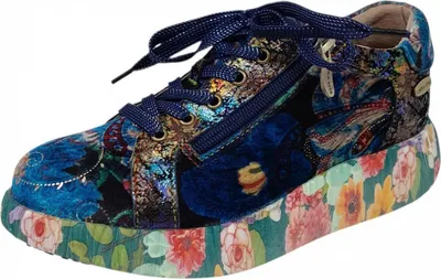 Produktbild von Laura Vita Damen Sneaker Slipper mit Blumenmuster und Plateausohle Nikito 04, Größe:38 EU, Farbe:Blau