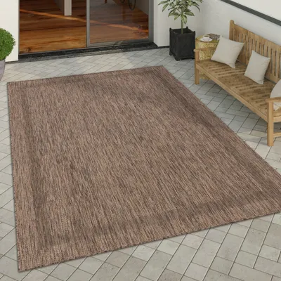 Produktbild von Outdoor Teppich Flachgewebe in Sisal-Optik mit Bordüre UV-beständig robust Grösse 80x250 cm