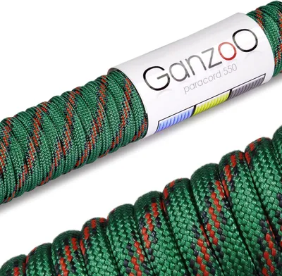 Produktbild von Paracord 550 Seil, Nylon-Polyester, 4mm, Typ 3, 30 Meter, 7 Kernstränge, Outdoor-Schnur, Allzweck-Seil, grün rot