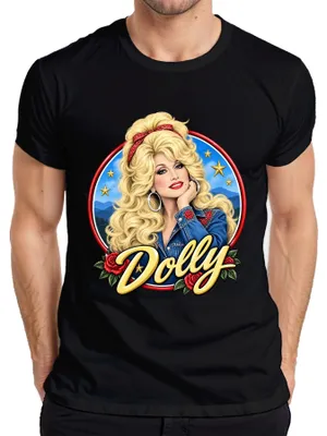 Zdjęcie produktu dla Koszulka męska, czarna, rozmiar XL, z motywem Dolly Parton, ikony country, Tennessee, styl western