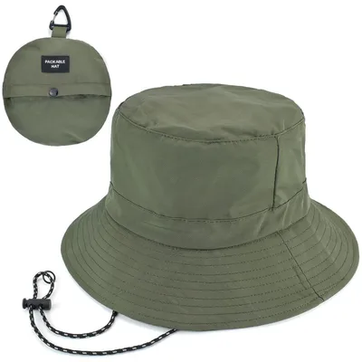 Obrázek produktu pro Kšiltovka typu bucket hat, pánská/dámská, s UV ochranou, skládací, rychleschnoucí, olivově zelená, s nastavitelnou velikostí