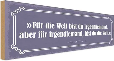 Produktbild von vianmo Holzschild 10x27 cm für Welt bist du irgendjemand Dekoration