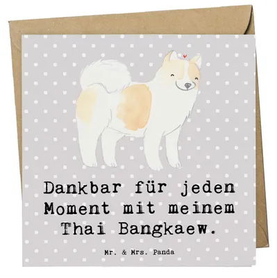 Produktbild von Mr. & Mrs. Panda Grußkarte Thai Bangkaew Moment - Grau Pastell - Geschenk, Dog, faltkarte, doppelkarte, anlasskarte, Glückwunschkarte, Klappkarte