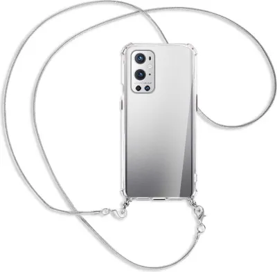 Produktbild von Handykette Backcover-Schutzhülle mit Band (Metall silberfarben) für OnePlus 9 - silberfarbene Kette Snake