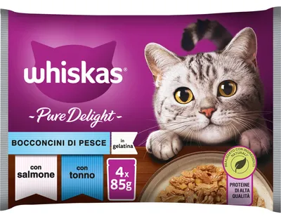 Productafbeelding van Whiskas Pure Delight visvoer voor katten, geschikt voor katten van 1 jaar en ouder, natvoer, 13 porties