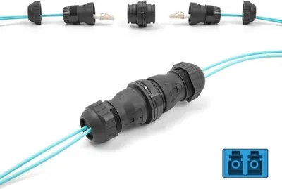 Produktbild von DELOCK LWL Kabelverbinder LC Duplex Bu/Bu UPC OS2 IP68