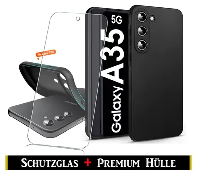 A product shot showing a smartphone case and screen protector for a Samsung Galaxy A35 5G.