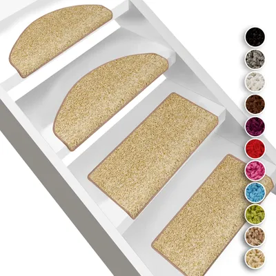 Stair mats are shown on white stairs, with a color palette on the right.