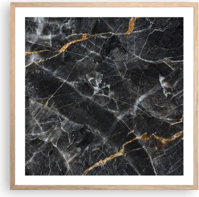Produktbild von Gerahmtes Poster - Rahmen in heller Eiche - Marmor Stein Schwarz - 60x60 cm - Wand Bild - Wanddeko - Wandbilder - Kunstposter - Wandposter - Bilderrahmen - Bilder - Kunstdruck - P2NAC60x60-4899
