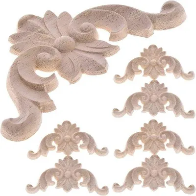 Image de Ornement décoratif en bois non peint, 1 pièce