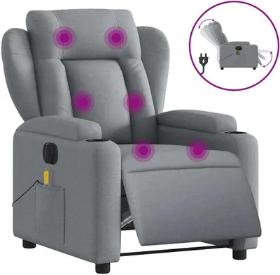 Produktbild von vidaXL Massagesessel Elektrisch Hellgrau Stoff