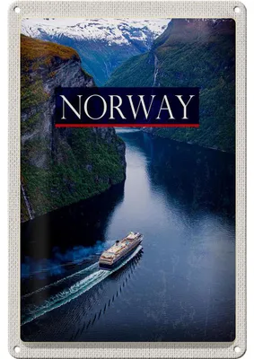 Produktbild von Blechschild Reise 20x30cm Norwegen Kreuzfahrt Reise Meer Gebirge