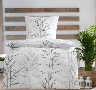 Produktbild von 2-teilig Renforce Baumwolle Bettwäsche-Set Bett Garnitur Bettbezug Übergröße 155x220 Kissenbezug 80x80 NEU Grau Silber