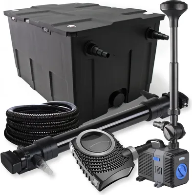 Image de SunSun Kit complet: CBF-550 Filtre de bassin jusqu'à 60000 L, NEO10000 pompe de filtration 10000l/h 80W, CUV-672 lampe uv 72W, 25m Tuyau 25 mm, CTP-5003 fontaine 5000l/h 30W