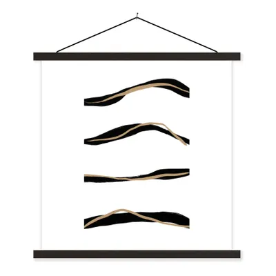 Produktbild von MuchoWow® Textilposter Linie - Schwarz - Design 40x40 cm mit schwarzem Rahmen - Fotos