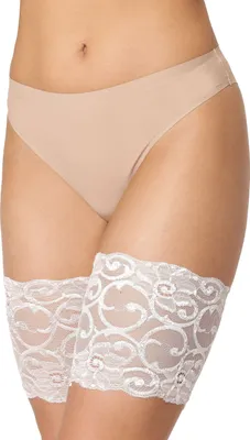 Produktbild von Merry Style Oberschenkelbänder Selbsttragende, elastische Oberschenkelbänder Anti-Reibung mit Spitze und Silikonbändern Oberschenkelband MS10-437 (Ecru, S) .