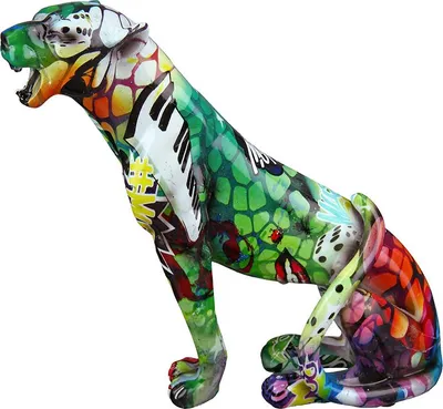 Imagen del producto de Gilde Figur, Guepardo, "Arte callejero", Grafiti, Resina artística, Multicolor, Caja de 2 unidades, Largo: 6 cm, Ancho: 20 cm, Alto: 20 cm. 37204 4063387372043