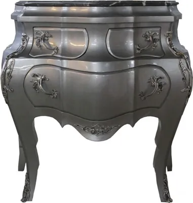 Image de Commode Casa Padrino Barock, argentée avec plateau en marbre - Commode luxueuse, largeur 95 cm, hauteur 89 cm