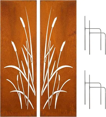 Produktbild von Edelrost Sichtschutzwand 2er Set Schilf 160x50 cm inklusive Bodenanker