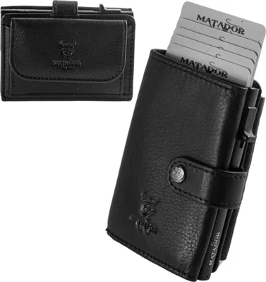 Produktbild von MATADOR Leder Kreditkartenetui MIAMI Kreditkartenhülle mit XL-Münzfach Nappa Schwarz