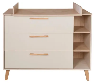 Produktbild von roba Wickelkommode Jil mit Schubladen - Soft-Close Technik - Abnehmbarer Wickelaufsatz - Umbaubar zum Sideboard - Cashmere / Chestnut