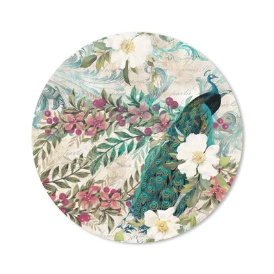 Produktbild von MuchoWow® Mauspad Mousepad Blumen - Kunst - Pfau 20x20 cm - Mousepads - Maus Mat - Pad - Mausunterlage - Schreibtischmatte