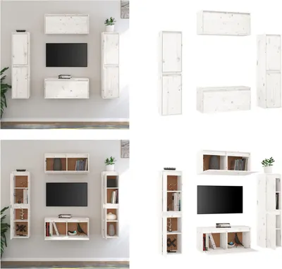 Produktbild von vidaXL TV Schränke 6 Stk. Weiß Massivholz Kiefer - TV-Schrank - TV-Schränke - TV-Schrank Holz - Hängeschrank