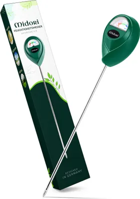Produktbild von 4 x Midori Boden-Feuchtigkeitsmesser Messgerät Hygrometer Pflanzen Grün 31,2 cm Sonde