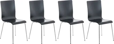 Produktbild von TPFLiving 4er Set Besucherstuhl Peppo Lehnstuhl Konferenzstuhl aus Holz und Gestell in Chromoptik Farbe: Schwarz