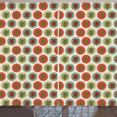 Produktbild von ARANDE Baum Gardine, Abstrakte Fichten-Tannen-Kiefer auf Pastellfarbpunkt-Weihnachtsthema-Karikatur-Wald, 280 x 225 cm, Mehrfarbig