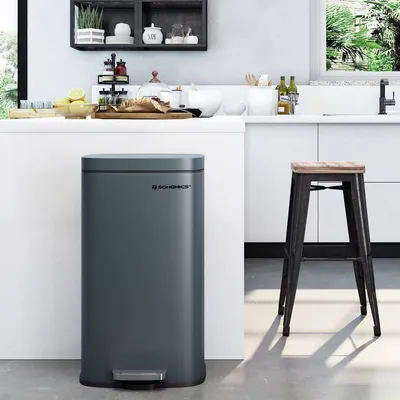 Obrázek produktu pro SONGMICS 30l odpadkový koš Odpadkový koš Ocelový pedálový koš Recyklační odpadkový koš Kuchyňský odpadkový koš 63cm Kouřově šedý LTB03GS