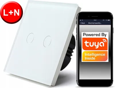 Zdjęcie produktu dla Włącznik Dotykowy WiFi TUYA 2obw. biały # L+N