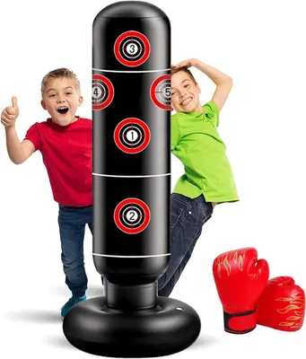 Produktbild von Aufblasbarer Boxsack 165 cm, mit Boxhandschuhen, für Kinder, für Kampfsport