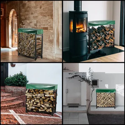 Image de Support pour bois de chauffage - Support métallique pour bois de chauffage - Rangement pour bois de chauffage - Étagère de rangement - Rangement intérieur pour bois de chauffage