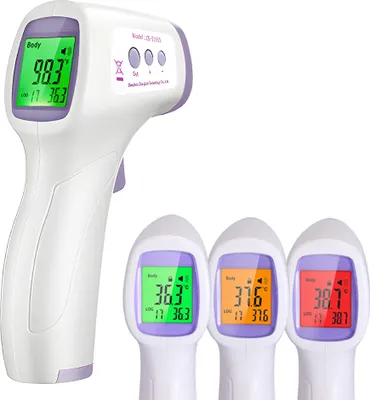 Zdjęcie produktu dla Termometr na czoło, wyświetlacz LCD, termometr cyfrowy z alarmem gorączki, 3-kolorowy wyświetlacz, szybkie, dokładne wyniki, bezdotykowy termometr na podczerwień, łatwy w obsłudze dla wszystkich grup wiekowych