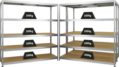Produktbild von Mega Deal | 3x Schwerlastregal Giant Elephant | HxBxT 180x180x45cm | Fachlast 200kg | Verzinkt